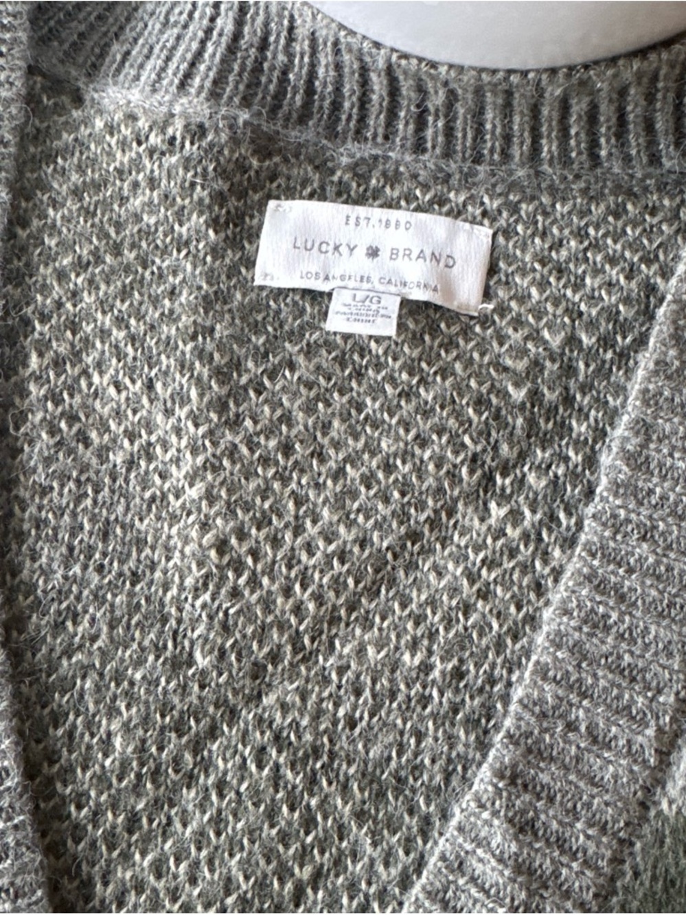 Lucky Brand Olive and Beige Camo V-Neck Button Cardigan - Picture 4 of 4